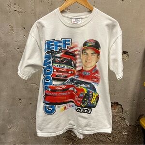 Jeff Gordon White Y2K Vintage 2000 Double Sided Colorful Print T-Shirt Large L